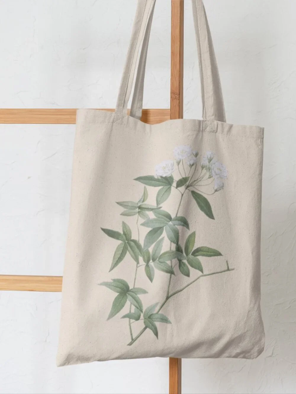 Lady Banks' Rose Vintage Floral Print Graphic Canvas Tote Bag